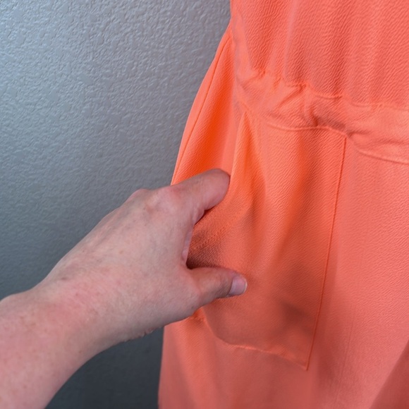Apt. 9 Neon Orange Summer Vacation Casual V-neck Front Tie Dress Size Medium - Picture 4 of 8